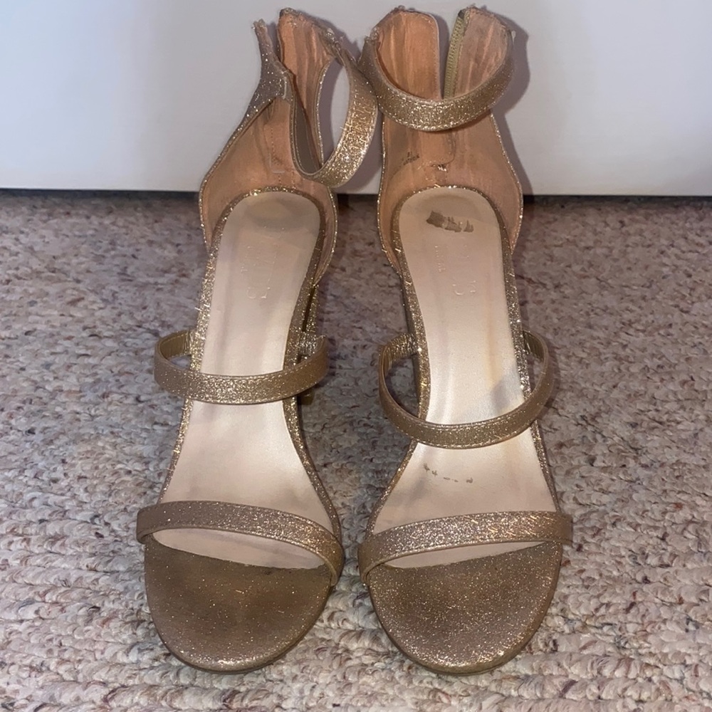 David’s Bridal Gold Strappy Heels